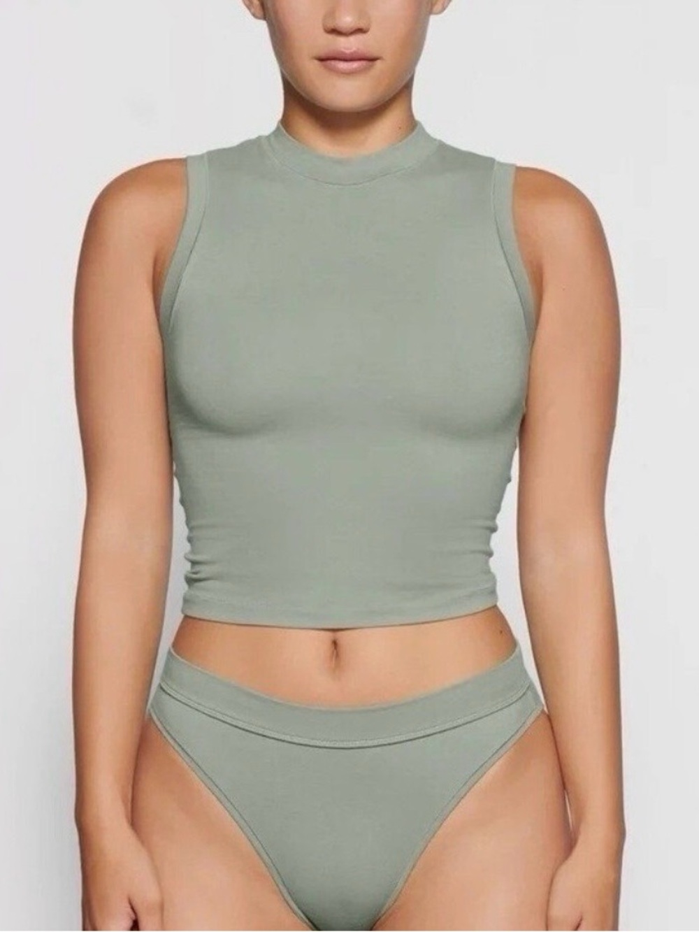 NWT Skims Cotton Jersey Mock Neck | Size: M | Mineral